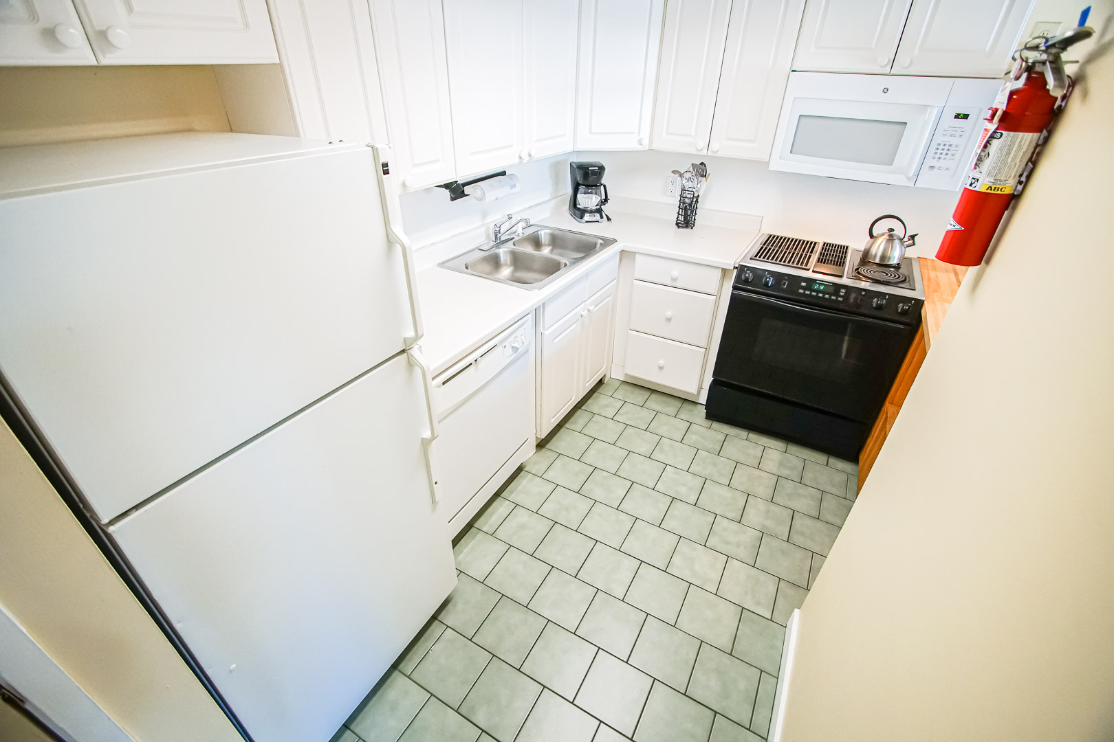 A clean kitchen area at VRI's Village of Loon Mountain in New Hampshire.
